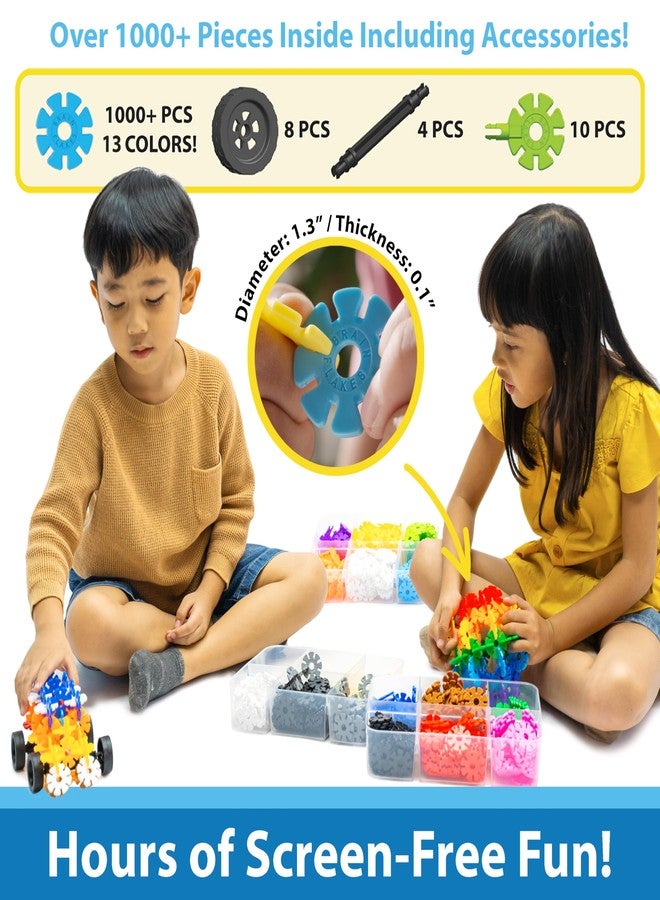 Brain Flakes 1000 Piece Sort ‘n’ Snap Set - Wheel Pieces and Special Parts Included - A Great Stem Toy for Both Boys and Girls - Image 3
